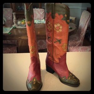 Lucky Brand Leather Cutout Cowboy Boots 9